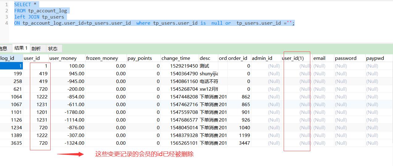 如何查询到被删除的会员的余额变更记录